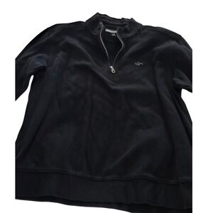 Greg Norman Mens Black 1/4 Zip Shark Logo Pullover Sweatshirt Size L